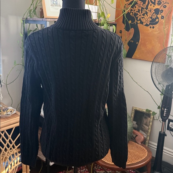 Lauren Ralph Lauren Black Cable Knit Zip-Up Sweater - Picture 2 of 3